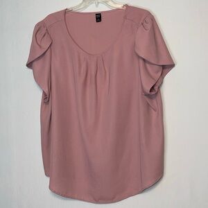 Emery Rose Women’s Pleated Size 4XL Shirt Top Blouse Pink.